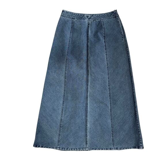 Women's Denim Skirt Midi Medium Wash Covington Size 6 Side Zipper Stretch - Picture 1 of 10